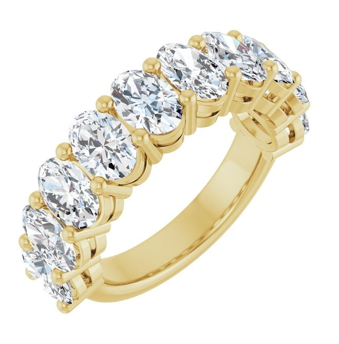 14K Yellow Or White Gold Oval 6 X 4 Mm Polished 4 Ctw Lab-Grown Diamond Anniversary Band Size 7