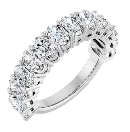 14K Yellow Or White Gold Oval 5 X 3 Mm Polished 2 3/4 Ctw Lab-Grown Diamond Anniversary Band Size 7