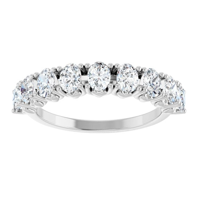 Platinum Oval 4 X 3 Mm Polished 1 3/8 Ctw Natural Diamond Anniversary Band Size 7
