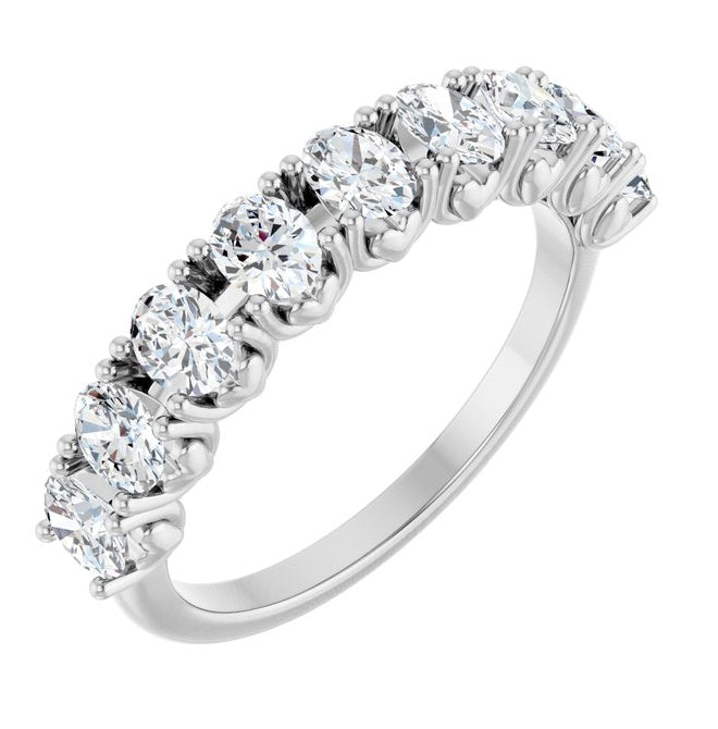 Platinum Oval 4 X 3 Mm Polished 1 3/8 Ctw Natural Diamond Anniversary Band Size 7