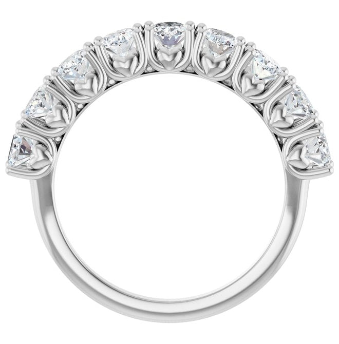 14K White Gold Oval 4.5 X 3.5 Mm Polished 2 Ctw Natural Diamond Anniversary Band Size 7