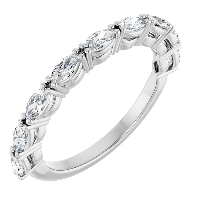 14K Yellow Or White Gold Marquise 4 X 2 Mm Polished 5/8 Ctw Lab-Grown Diamond Anniversary Band