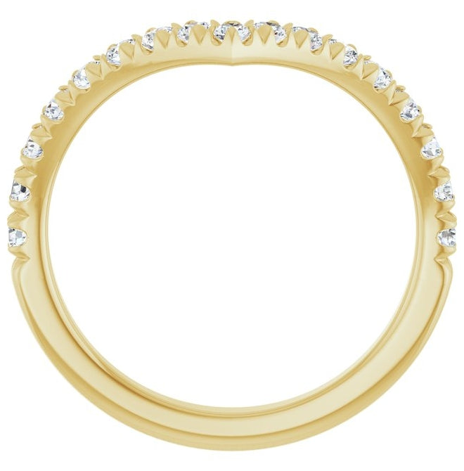 14K Yellow Or White Gold Round Polished Natural Diamond Contour Band Size 7