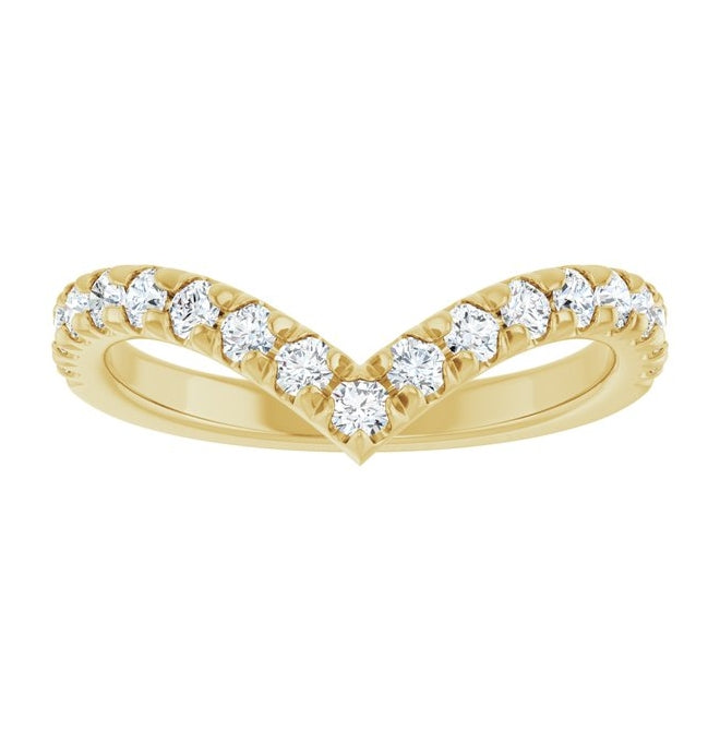 14K Yellow Or White Gold Round Polished Natural Diamond Contour Band Size 7