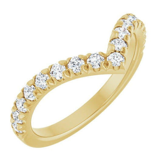 14K Yellow Or White Gold Round Polished Natural Diamond Contour Band Size 7