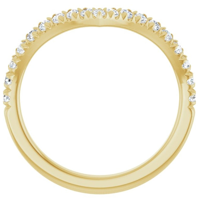 14K Yellow Or White Gold Round Polished Lab-Grown Diamond Contour Band Size 7