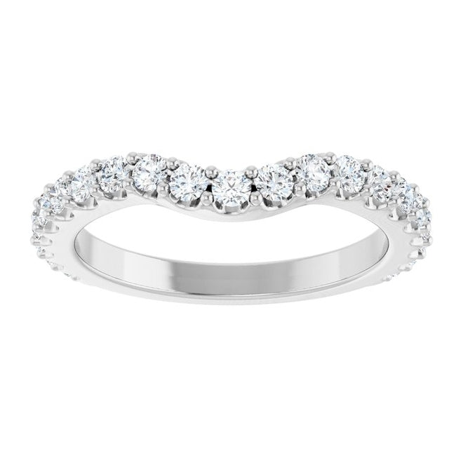 14K Yellow Or White Gold Or Platinum Round 2 Mm Polished 1/2 Ctw Natural Diamond Contour Band Size 7