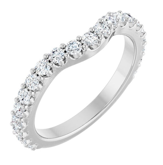 14K Yellow Or White Gold Or Platinum Round 2 Mm Polished 1/2 Ctw Natural Diamond Contour Band Size 7