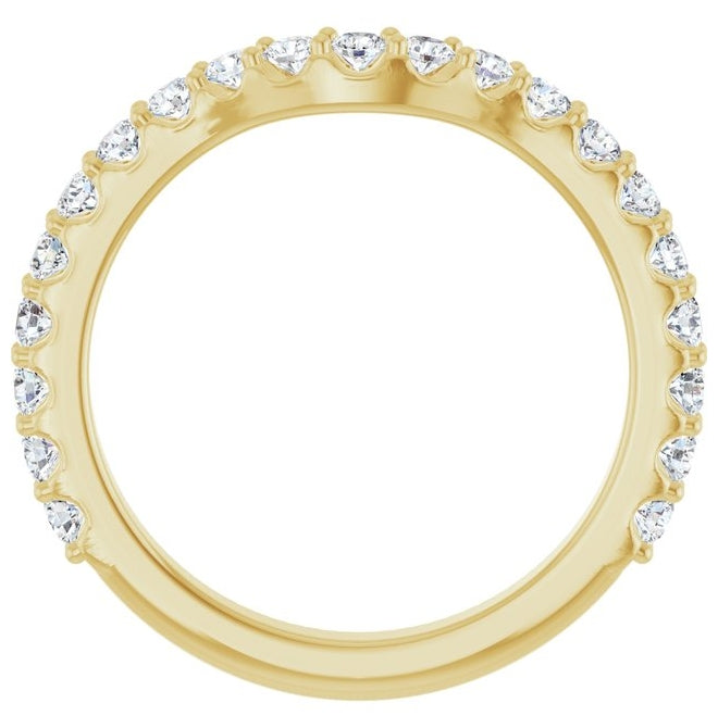 14K Yellow Or White Gold Round 2 Mm Polished 1/2 Ctw Lab-Grown Diamond Contour Band Size 7