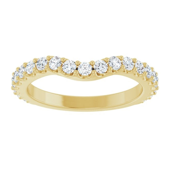 14K Yellow Or White Gold Round 2 Mm Polished 1/2 Ctw Lab-Grown Diamond Contour Band Size 7