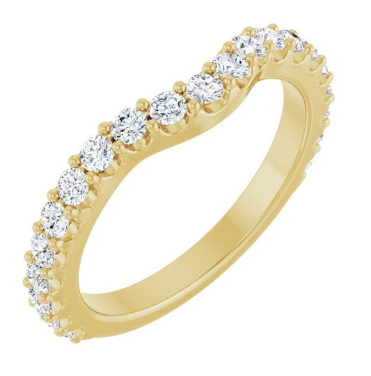 14K Yellow Or White Gold Round 2 Mm Polished 1/2 Ctw Lab-Grown Diamond Contour Band Size 7