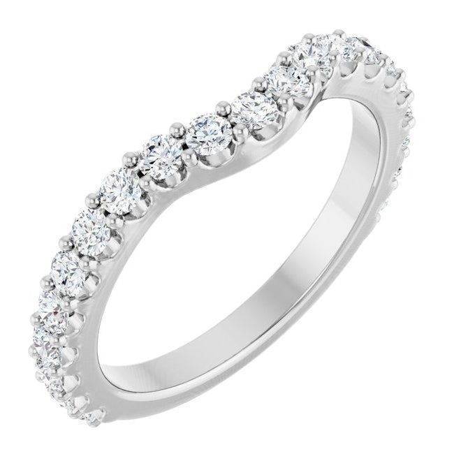 14K Yellow Or White Gold Or Platinum Round 2 Mm Polished 1/2 Ctw Natural Diamond Contour Band Size 7