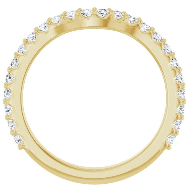 14K Yellow Gold Round 1.7 Mm Polished 1/2 Ctw Natural Diamond Contour Band Size 7