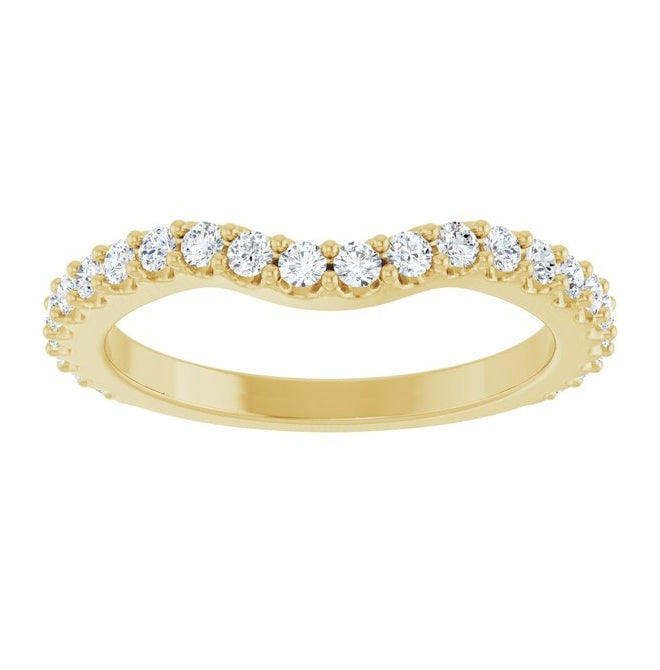 14K Yellow Gold Round 1.7 Mm Polished 1/2 Ctw Natural Diamond Contour Band Size 7