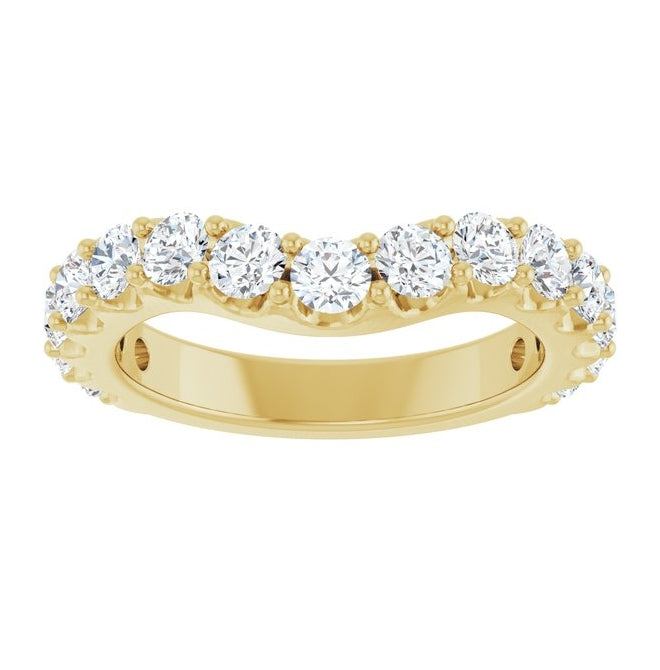 14K Yellow Gold Round 3 Mm Polished 1 1/3 Ctw Lab-Grown Diamond Contour Band Size 7