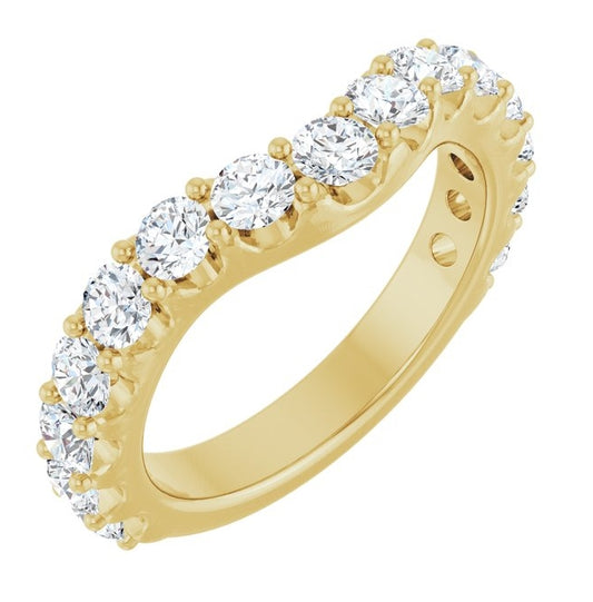 14K Yellow Gold Round 3 Mm Polished 1 1/3 Ctw Lab-Grown Diamond Contour Band Size 7