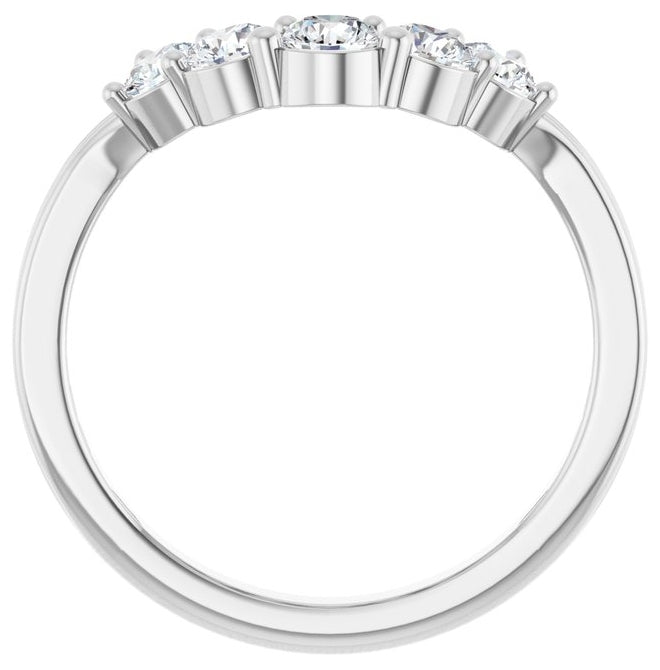 14K White Gold Round 3.5 Mm Polished 1/2 Ctw Lab-Grown Diamond Contour Band Size 7