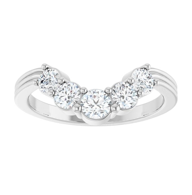 14K White Gold Round 3.5 Mm Polished 1/2 Ctw Lab-Grown Diamond Contour Band Size 7