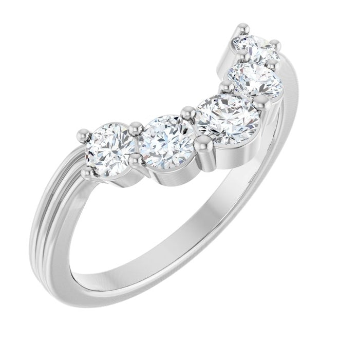 14K White Gold Round 3.5 Mm Polished 1/2 Ctw Lab-Grown Diamond Contour Band Size 7