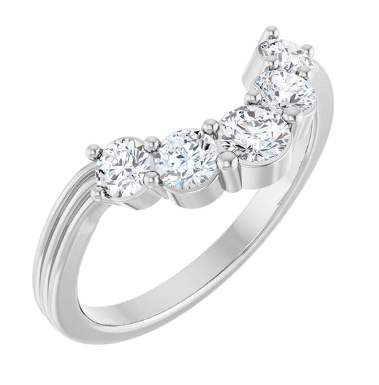 14K White Gold Round 3.5 Mm Polished 1/2 Ctw Lab-Grown Diamond Contour Band Size 7