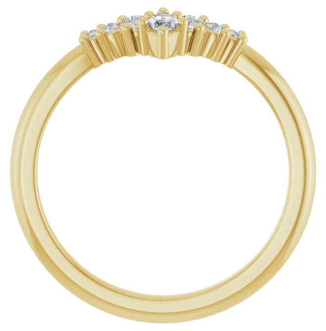 14K Yellow Gold Marquise 4.25 X 2.25 Mm Polished 1/5 Ctw Lab-Grown Diamond Contour Band Size 7