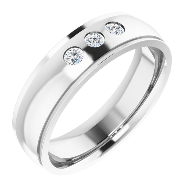 14K White Gold Round 2.5 Mm Vs, F+  Polished 1/5 Ctw Lab-Grown Diamond Band Size 9.5