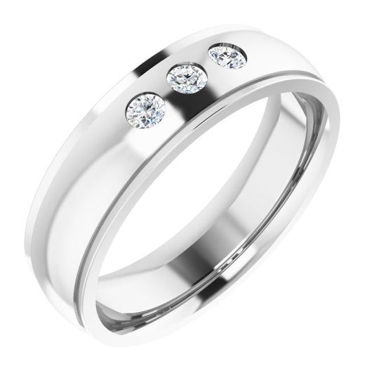 14K White Gold Round 2.5 Mm Vs, F+  Polished 1/5 Ctw Lab-Grown Diamond Band Size 9.5
