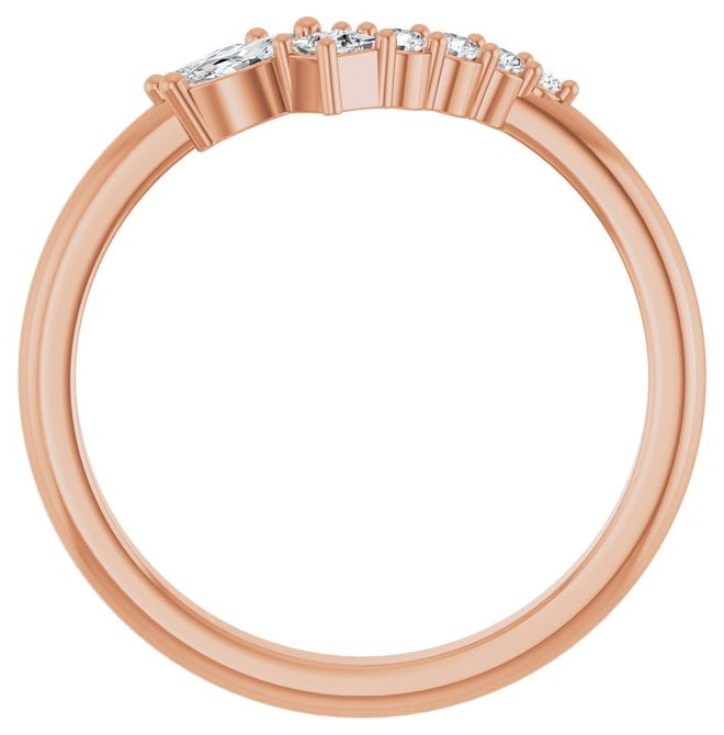 14K Rose Gold Polished 1/5 Natural Diamond Contour Band Size 7