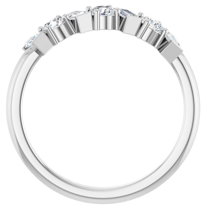 14K White Gold Round 3 Mm Polished 1/2 Ctw Natural Diamond Anniversary Band Size 7