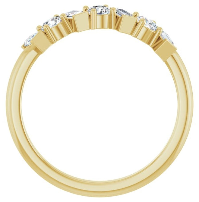 14K Yellow Gold Round 3 Mm Polished 1/2 Ctw Lab-Grown Diamond Anniversary Band Size 7