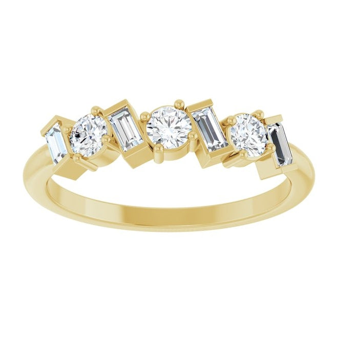 14K Yellow Gold Round 3 Mm Polished 1/2 Ctw Lab-Grown Diamond Anniversary Band Size 7