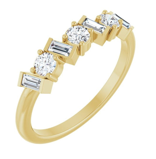 14K Yellow Gold Round 3 Mm Polished 1/2 Ctw Lab-Grown Diamond Anniversary Band Size 7