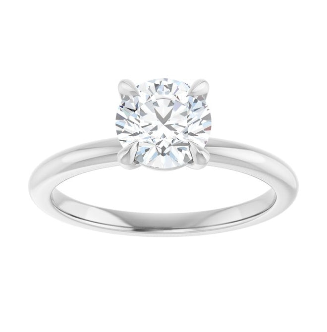 14K White Gold Round 6.5 Mm Polished 1 Ctw Lab-Grown Diamond Engagement Ring Size 7
