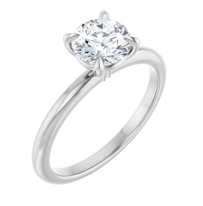 14K White Gold Round 6.5 Mm Polished 1 Ctw Lab-Grown Diamond Engagement Ring Size 7