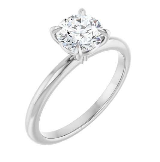 14K White Gold Round 6.5 Mm Polished 1 Ctw Lab-Grown Diamond Engagement Ring Size 7