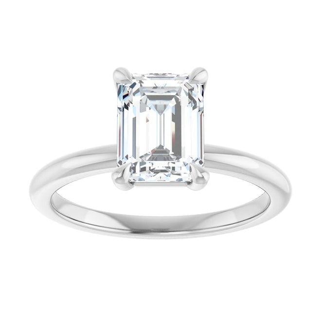 14K Yellow Or White Or Two-Tone Gold Emerald 8 X 6 Mm Polished 1 3/4 Ctw Lab-Grown Diamond Engagement Ring Size 7