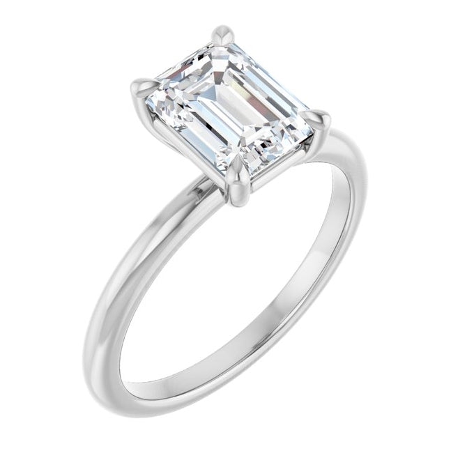 14K Yellow Or White Or Two-Tone Gold Emerald 8 X 6 Mm Polished 1 3/4 Ctw Lab-Grown Diamond Engagement Ring Size 7