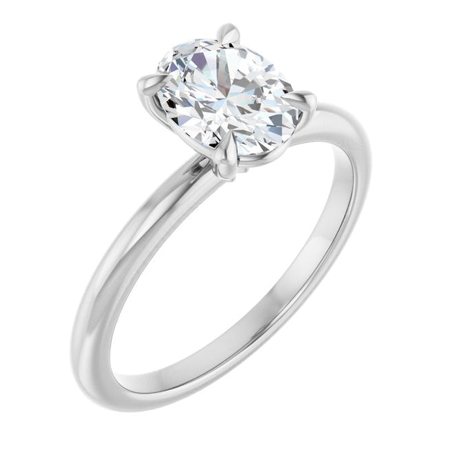 14K Yellow Or White Or Two Tone Gold Oval 8 X 6 Mm Polished 1 Ctw Lab-Grown Diamond Engagement Ring Size 7