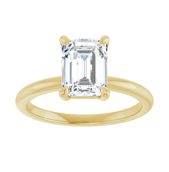 14K Yellow Or White Or Two-Tone Gold Emerald 8 X 6 Mm Polished 1 3/4 Ctw Lab-Grown Diamond Engagement Ring Size 7