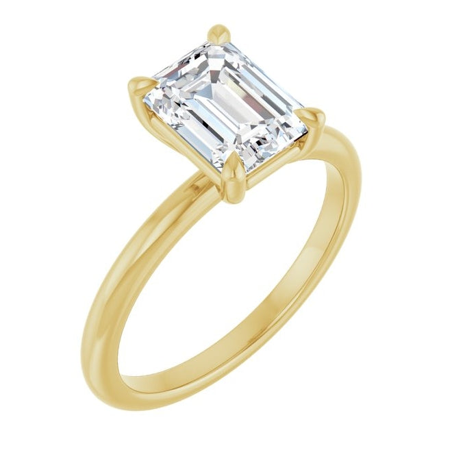 14K Yellow Or White Or Two-Tone Gold Emerald 8 X 6 Mm Polished 1 3/4 Ctw Lab-Grown Diamond Engagement Ring Size 7
