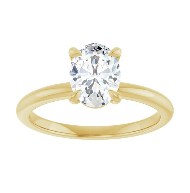 14K Yellow Or White Or Two Tone Gold Oval 8 X 6 Mm Polished 1 Ctw Lab-Grown Diamond Engagement Ring Size 7