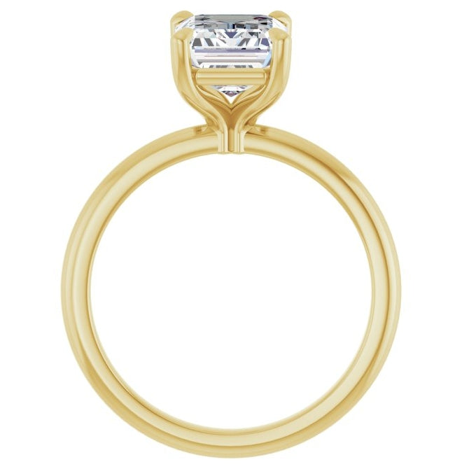 14K Yellow Gold Emerald 9 X 7 Mm Polished 2 1/2 Ctw Lab-Grown Diamond Engagement Ring Size 7