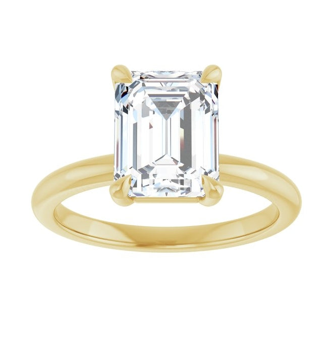 14K Yellow Gold Emerald 9 X 7 Mm Polished 2 1/2 Ctw Lab-Grown Diamond Engagement Ring Size 7