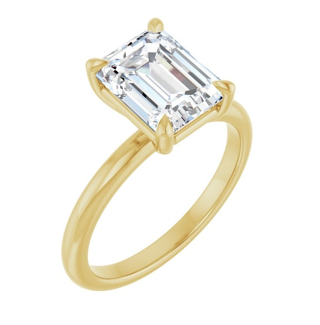 14K Yellow Gold Emerald 9 X 7 Mm Polished 2 1/2 Ctw Lab-Grown Diamond Engagement Ring Size 7