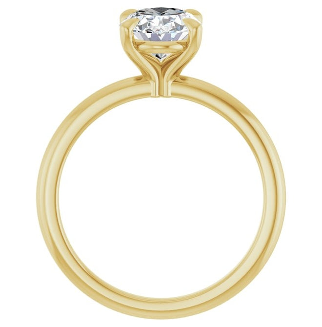 14K Yellow Or Two-Tone Gold Oval 9 X 7 Mm Polished 1 1/2 Ctw Lab-Grown Diamond Engagement Ring Size 7