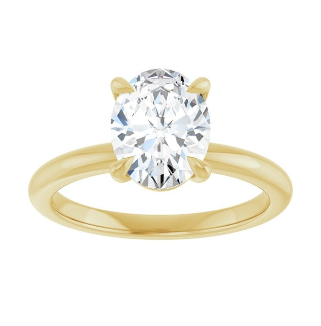 14K Yellow Or Two-Tone Gold Oval 9 X 7 Mm Polished 1 1/2 Ctw Lab-Grown Diamond Engagement Ring Size 7