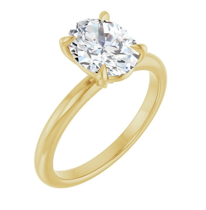 14K Yellow Or Two-Tone Gold Oval 9 X 7 Mm Polished 1 1/2 Ctw Lab-Grown Diamond Engagement Ring Size 7