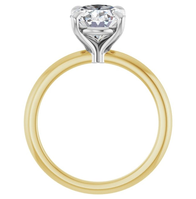 14K Yellow Or Two-Tone Gold Oval 10 X 8 Mm Polished 2 1/6 Ctw Lab-Grown Diamond Engagement Ring Size 7