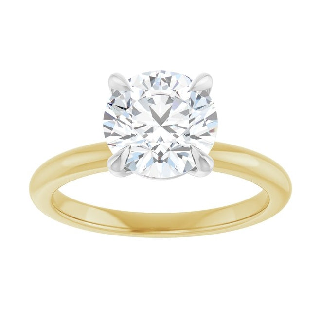 14K Yellow/White Gold Round 8 Mm Polished 2 Ctw Lab-Grown Diamond Engagement Ring Size 7