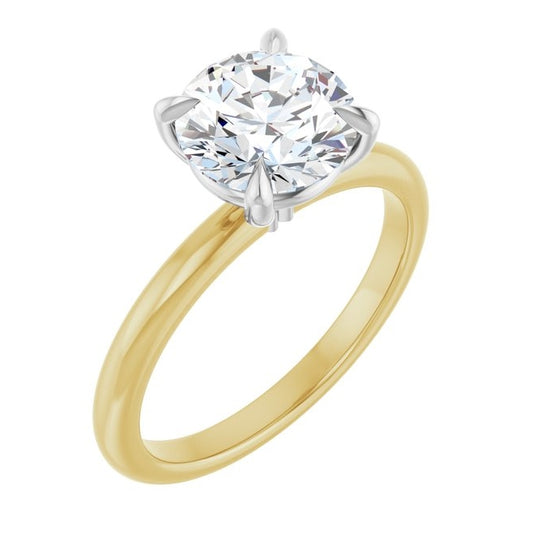 14K Yellow/White Gold Round 8 Mm Polished 2 Ctw Lab-Grown Diamond Engagement Ring Size 7